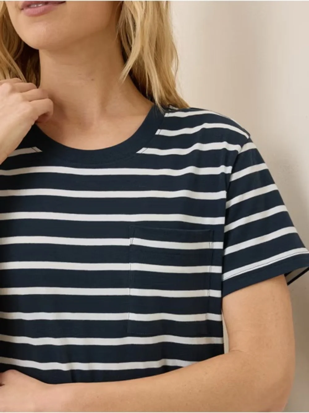 Pact Organic Cotton Softspun Tee Dress Navy White Stripe Casual XS